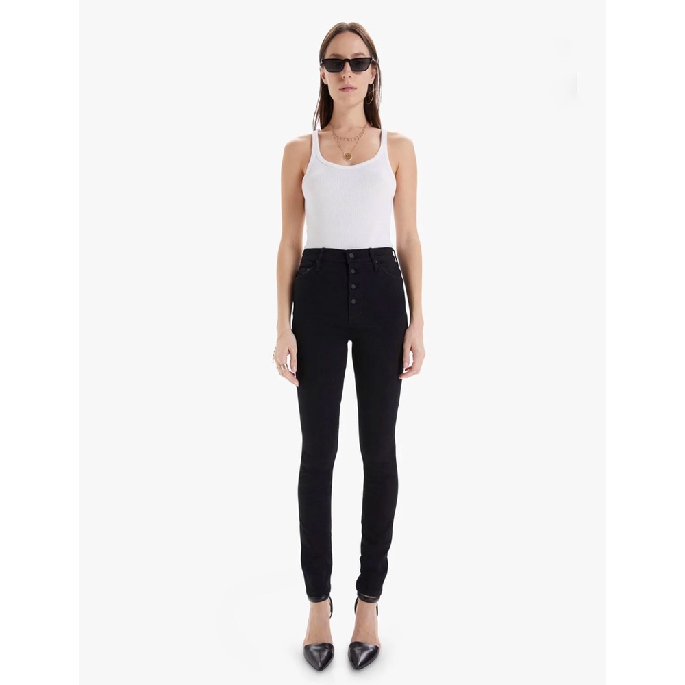 MOTHER The Pixie Swooner Skimp Jeans in Not Guilty (Black), Sz 25,” MSRP $198